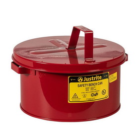 Justrite 10575 2 Gallon Steel Bench Can, with Perforated Dasher Plate, Red - 10575