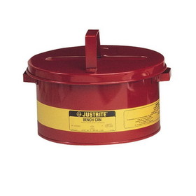 Justrite 10775 3 Gallon Steel Bench Can, with Perforated Dasher Plate, Red - 10775
