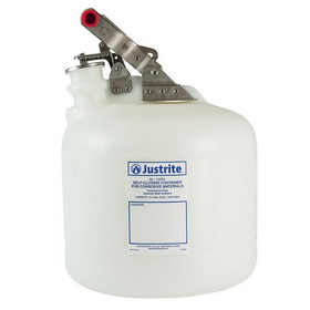 Justrite 12260 Safety Container for corrosives/acids, 2.5 gallon, self-close cap, polyethylene, White - #12260