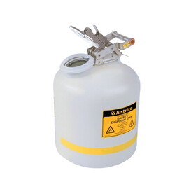 Justrite 12754 5 Gallon Poly Disposal Safety Can, Flame Arrester, White - 12754