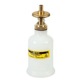 Justrite 14002 4 Ounce Plastic Dispensing Can, Brass Dispenser Valves, Translucent, White - 14002