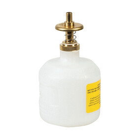 Justrite 14005 8 Ounce Plastic Dispensing Can, Brass Dispenser Valves, Translucent, White - 14005