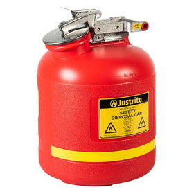 Justrite 14765 5-Gallon, Polyethylene Safety Can for Liquid Disposal, Red - 14765
