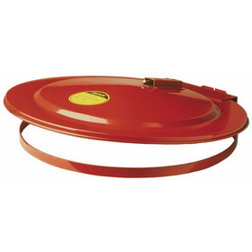 Justrite 26730 Drum Cover With Fusible Link for 30 Gallon Drum, Self-Close, Steel, Red - 26730