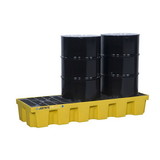 Justrite 28626 3 Drum Plastic Pallet, In-line, without Drain, EcoPolyBlend™, Yellow - 28626