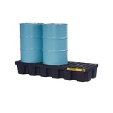 Justrite 28627 3 Drum Plastic Pallet, In-line, without Drain, EcoPolyBlend™, Black - 28627