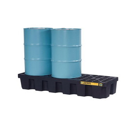 Justrite 28627 3 Drum Plastic Pallet, In-line, without Drain, EcoPolyBlend&trade;, Black - 28627