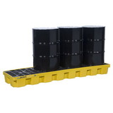 Justrite 28630 4 Drum Plastic Pallet, In-line, without Drain, EcoPolyBlend™, Yellow - 28630