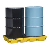 Justrite 28654 2 Drum Accumulation Center, 24 Gallon Spill Capacity, EcoPolyBlend™, Yellow - 28654