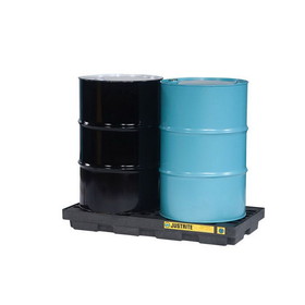 Justrite 28655 2 Drum Accumulation Center, 24 Gallon Spill Capacity, EcoPolyBlend&trade;, Black - 28655