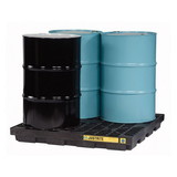Justrite 28657 4 Drum Accumulation Center, 49 Gallon Spill Capacity, EcoPolyBlend™, Black - 28657