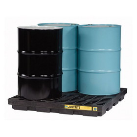 Justrite 28657 4 Drum Accumulation Center, 49 Gallon Spill Capacity, EcoPolyBlend&trade;, Black - 28657