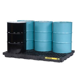 Justrite 28659 6 Drum Accumulation Center - 73 Gallon Spill Capacity, EcoPolyBlend&trade;, Black - 28659