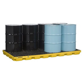 Justrite 28660 8 Drum Accumulation Center, 98 Gallon Spill Capacity, EcoPolyBlend&trade;, Yellow - 28660