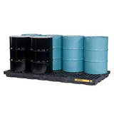 Justrite 28661 8 Drum Accumulation Center, 98 Gallon Spill Capacity, EcoPolyBlend™, Black - 28661