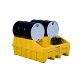 Justrite 28666 Drum Management System Base Module, Dispensing Well, Forklift Channels, Polyethylene, Yellow - 28666
