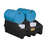 Justrite 28667 Drum Management System Base Module, Dispensing Well, Forklift Channels, EcoPolyBlend™, Black - 28667