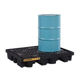 Justrite 28672 2 Drum Low Line Plastic Pallet for 2-Drum DrumShed™, EcoPolyBlend™, Black - 28672