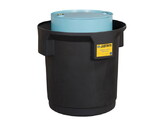 Justrite 28685 Single Drum Collection Center for 55-Gallon Drum, EcoPolyBlend, Black - 28685