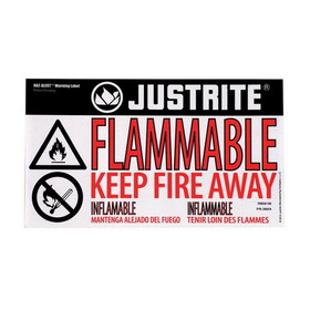 Justrite 29004 Flammable Warning Label for Safety Cabinets, Small, Haz-Alert&trade; - 29004