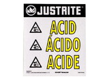 Justrite 29006 Acid Warning Label for Safety Cabinets, Large, Haz-Alert™ - 29006