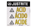 Justrite 29008 Acid Warning Label for Safety Cabinets, Small, Haz-Alert™ - 29008