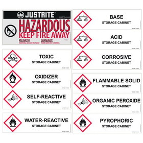 Justrite 29017 Replacement/ Retrofit Label Pack for Hazardous Material Cabinets - 29017