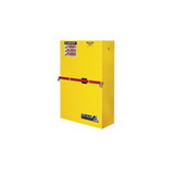 Justrite 29884Y 45 Gal Yellow High Security Flammables Safety Cabinet with Steel Bar, 2 Manual Close Doors- #29884Y