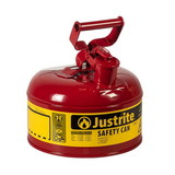 Justrite 7110100 1 Gallon Steel Safety Can for Flammables, Type I, Flame Arrester, Red - 7110100