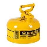Justrite 7110200 1 Gallon Steel Safety Can for Diesel, Type I, Flame Arrester, Yellow - 7110200