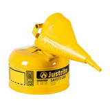 Justrite 7110210 Type I Steel Safety Can for Diesel, with Funnel, 1 gallon, Yellow - #7110210