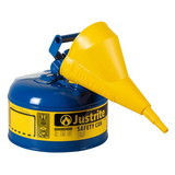 Justrite 7110310 Type I Steel Safety Can for Kerosene, with Funnel, 1 gallon, Blue - #7110310