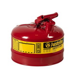 Justrite 7125100 2.5 Gallon Steel Safety Can for Flammables, Type I, Flame Arrester, Red - 7125100