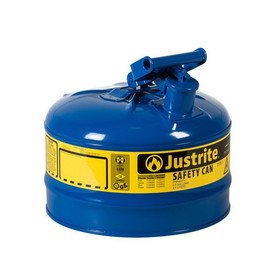 Justrite 7125300 Type I Steel Safety Can for Oil, 2.5 gallon, Blue - #7125300