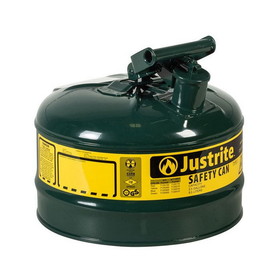 Justrite 7125400 Type I Steel Safety Can for Oil, 2.5 gallon, Green - #7125400