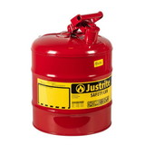 Justrite 7150100 5 Gallon Steel Safety Can for Flammables, Type I, Flame Arrester, Red - 7150100