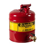 Justrite 7150140 5 Gallon Steel Safety Can for Laboratories, Type I, Bottom Faucet, Red - 7150140