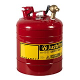 Justrite 7150147 5 Gallon, Dispensing Steel Safety Can, Type I, Top Brass Faucet, Red - 7150147