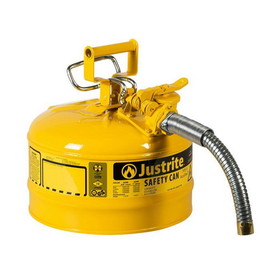Justrite 7225230 2.5 Gallon, 1" Metal Hose, Steel Safety Can for Diesel, Type II, AccuFlow&trade;, AccuFlow&trade;, Yellow - 7225230