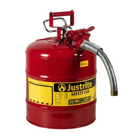 Justrite 7250130 5 Gallon, 1" Metal Hose, Steel Safety Can for Flammables, Type II, AccuFlow&trade;, Red - 7250130