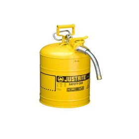 Justrite 7250230 5 Gallon, 1" Metal Hose, Steel Safety Can for Diesel, Type II, AccuFlow&trade;, Yellow - 7250230