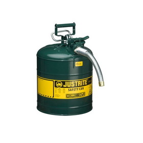 Justrite 7250430 5 Gallon, 1" Metal Hose, Steel Safety Can for Oil, Type II, AccuFlow&trade;, Green - 7250430