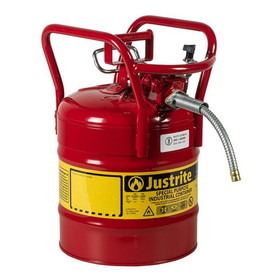 Justrite 7350110 5 Gallon, 5/8" Metal Hose, Roll Bars, DOT Transport Steel Safety Can for Flammables, Type II, Accuflow&trade;, Red - 7350110