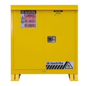 Justrite 813000 30 Gallon, 1 Shelf, Manual Close Doors, Outdoor Flammable Storage Cabinet, Yellow