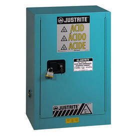 Justrite 8825022 15 Gallon, 1 Shelf, 1 Door, Manual Close, Right Hinge, Corrosives/Acids Safety Cabinet, ChemCor&reg; Under Fume Hood, Blue - 8825022