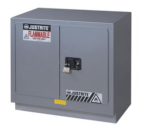 Justrite 883604 23 Gallon, 1 Shelf, 2 Doors, Manual Close, Flammable Cabinet, Sure-Grip&#174; EX Under Fume Hood, Silver - 883604