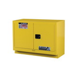 Justrite 884800 31 Gallon, 1 Shelf, 2 Doors, Manual Close, Flammable Cabinet, Sure-Grip® EX Under Fume Hood, Yellow - 884800
