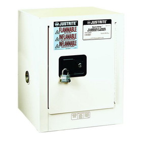 Justrite 890405 4 Gallon, 1 Shelf, 1 Door, Manual Close,  Flammable Cabinet, Sure-Grip&reg; EX Countertop, White - 890405