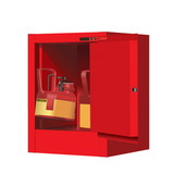 Justrite 890421 4 gallon Red Countertop Flammable Safety Cabinet, 1 Self-Close Door - Sure-Grip® EX - #890421