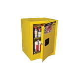 Justrite 890500 1 Door, Manual Close, 2 Drawers, 24 Can Benchtop Flammable Cabinet, Sure-Grip® EX, Yellow - 890500